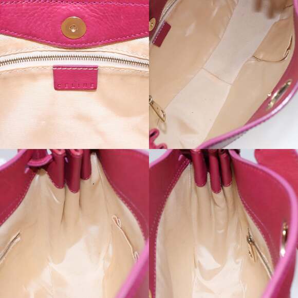CELINE Shoulder Bag Leather Pink Gold - Picture 11 of 12
